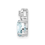 Sterling Silver Rhodium Plated Dia. & Aquamarine Oval Pendant - QP-CD3F2372-6722