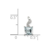 Sterling Silver Rhodium Plated Dia. & Aquamarine Square Pendant - QP-5D0021F1-5828