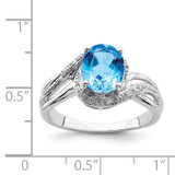 Sterling Silver Rhodium Plated Dia. and Light Swiss BT Oval Ring - QR-28BA0013-2844