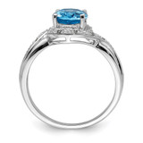 Sterling Silver Rhodium Plated Dia. and Light Swiss BT Oval Ring - QR-56B2609A-1100