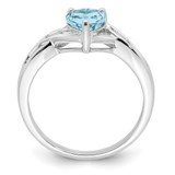 Sterling Silver Rhodium Plated Dia. Lt Swiss Blue Topaz Heart Ring - QR-CAB676FA-9567
