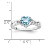 Sterling Silver Rhodium Plated Dia. Lt Swiss Blue Topaz Heart Ring - QR-CAB676FA-9567