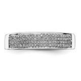 Sterling Silver Rhodium Plated Diam. Men's Band - QR-4C793286-7052
