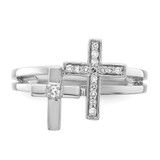 Sterling Silver Rhodium Plated Diamond  Crosses Ring - QR-8BAFF9FE-6111