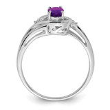 Sterling Silver Rhodium Plated Diamond & Amethyst Ring - QR-885B1B2A-2446