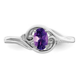 Sterling Silver Rhodium Plated Diamond & Amethyst Ring - QR-885B1B2A-2446