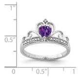 Sterling Silver Rhodium Plated Diamond & Amethyst Teardrop Ring - QR-E9252185-9148
