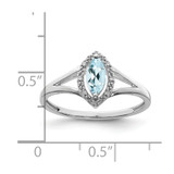 Sterling Silver Rhodium Plated Diamond & Aquamarine Marquise Ring - QR-28F7C228-4665