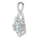 Sterling Silver Rhodium Plated Diamond & Aquamarine Pendant - QP-87E84136-6611