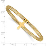 14K 4mm Cross Dangle Woven Mesh Slip-on Stretch Bracelet