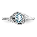 Sterling Silver Rhodium Plated Diamond & Aquamarine Ring - QR-35B00600-7680