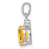 Sterling Silver Rhodium Plated Diamond & Citrine Oval Pendant - QP-1CD36A7F-2355