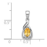 Sterling Silver Rhodium Plated Diamond & Citrine Oval Pendant - QP-77BAE4E5-1205