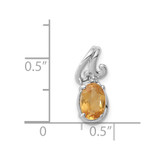 Sterling Silver Rhodium Plated Diamond & Citrine Oval Pendant - QP-F7A2559C-9261