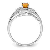 Sterling Silver Rhodium Plated Diamond & Citrine Ring - QR-EEEEE9AB-8400