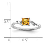 Sterling Silver Rhodium Plated Diamond & Citrine Square Ring - QR-1F8A29C7-3515