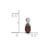 Sterling Silver Rhodium Plated Diamond & Garnet Oval Pendant - QP-DE071B5A-6957