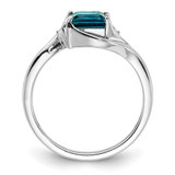 Sterling Silver Rhodium Plated Diamond & London Blue Topaz Ring - QR-FC049A48-2053