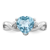 Sterling Silver Rhodium Plated Diamond & Lt Swiss BT Heart Ring - QR-CBE986AB-6351