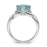Sterling Silver Rhodium Plated Diamond & Lt Swiss BT Heart Ring - QR-E638ECBB-3909