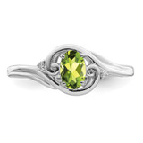 Sterling Silver Rhodium Plated Diamond & Peridot Ring - QR-3AB28088-2537