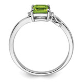 Sterling Silver Rhodium Plated Diamond & Peridot Square Ring - QR-F3B3AC6B-3784