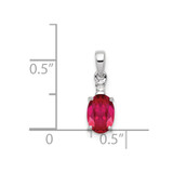 Sterling Silver Rhodium Plated Diamond & Ruby Oval Pendant - QP-17C37D91-6283