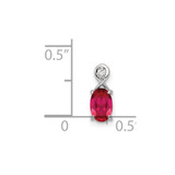Sterling Silver Rhodium Plated Diamond & Ruby Oval Pendant - QP-7E4714AF-6494