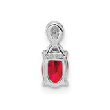 Sterling Silver Rhodium Plated Diamond & Ruby Oval Pendant - QP-7E4714AF-6494