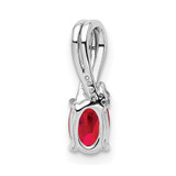 Sterling Silver Rhodium Plated Diamond & Ruby Oval Pendant - QP-99CB92E0-1656