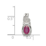 Sterling Silver Rhodium Plated Diamond & Ruby Oval Pendant - QP-B256C0F7-1600