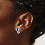 Sterling Silver Rhodium Plated Diamond & Sapphire Hinged Earrings - QE-5AD3ADAA-3175