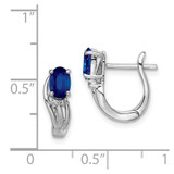 Sterling Silver Rhodium Plated Diamond & Sapphire Hinged Earrings - QE-5AD3ADAA-3175