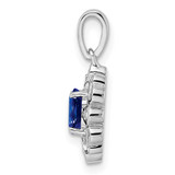 Sterling Silver Rhodium Plated Diamond & Sapphire Oval Pendant - QP-334E0158-8788