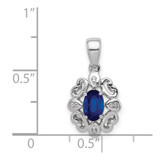 Sterling Silver Rhodium Plated Diamond & Sapphire Oval Pendant - QP-334E0158-8788