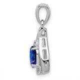 Sterling Silver Rhodium Plated Diamond & Sapphire Oval Pendant - QP-63346D4E-3571