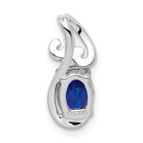 Sterling Silver Rhodium Plated Diamond & Sapphire Oval Pendant - QP-B646C903-3101