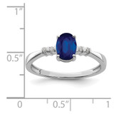 Sterling Silver Rhodium Plated Diamond & Sapphire Oval Ring - QR-2F66367C-8282