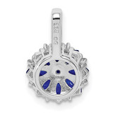 Sterling Silver Rhodium Plated Diamond & Sapphire Pendant