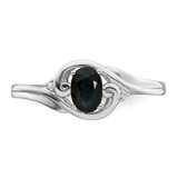 Sterling Silver Rhodium Plated Diamond & Sapphire Ring - QR-257A8A90-6163