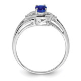 Sterling Silver Rhodium Plated Diamond & Sapphire Ring - QR-E93996F9-5469