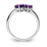 Sterling Silver Rhodium Plated Diamond and Amethyst Heart Ring - QR-32141BEB-1272