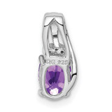 Sterling Silver Rhodium Plated Diamond and Amethyst Oval Pendant - QP-15E9593B-4226