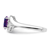 Sterling Silver Rhodium Plated Diamond and Amethyst Oval Ring - QR-C920A120-3406