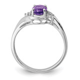 Sterling Silver Rhodium Plated Diamond and Amethyst Oval Ring - QR-FB3401D1-1836