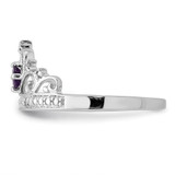 Sterling Silver Rhodium Plated Diamond and Amethyst Ring - QR-18F64D15-6317
