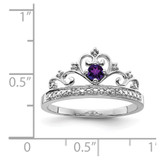 Sterling Silver Rhodium Plated Diamond and Amethyst Ring - QR-4589E997-3431