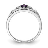 Sterling Silver Rhodium Plated Diamond and Amethyst Ring - QR-EC8AFA54-6007