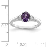 Sterling Silver Rhodium Plated Diamond and Amethyst Ring - QR-ED31C77F-6818