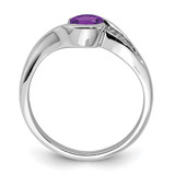 Sterling Silver Rhodium Plated Diamond and Amethyst Round Ring - QR-82ECA4EB-5194